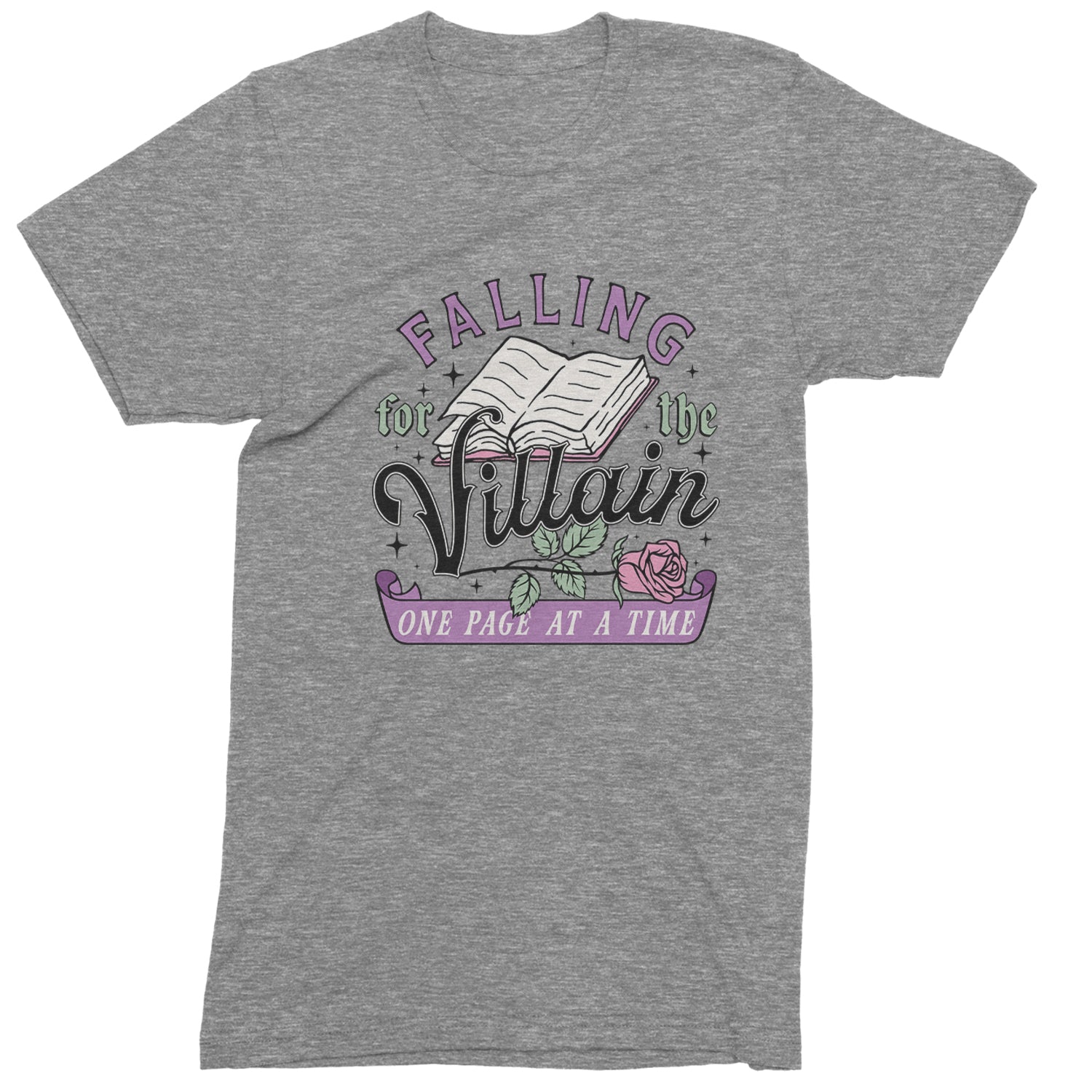 Falling For The Villain One Page At A Time  Mens T-shirt Heather Grey