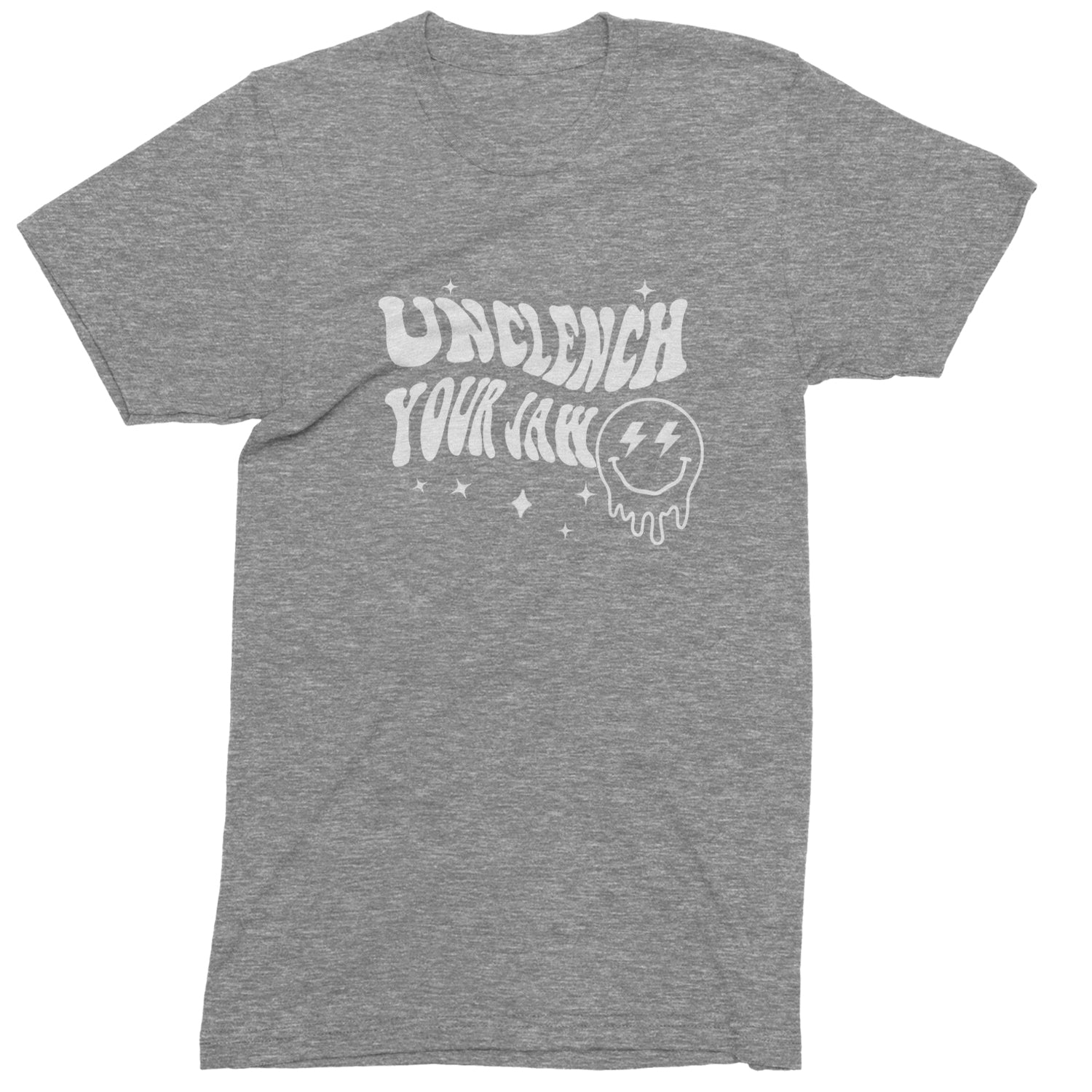 Unclench Your Jaw Festival Rave EDM Mens T-shirt Heather Grey