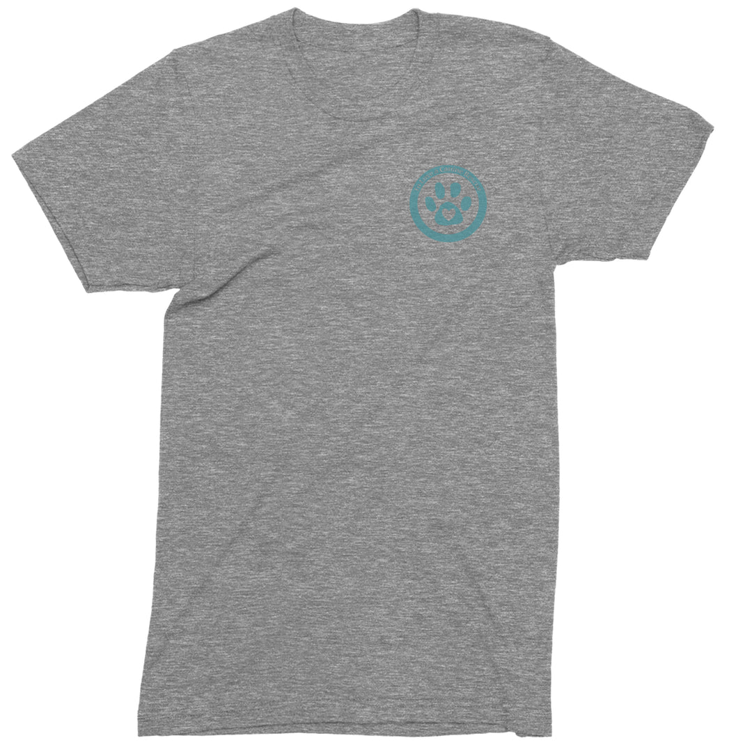 TLC To Love a Canine Dog Rescue Teal Mens T-shirt Heather Grey