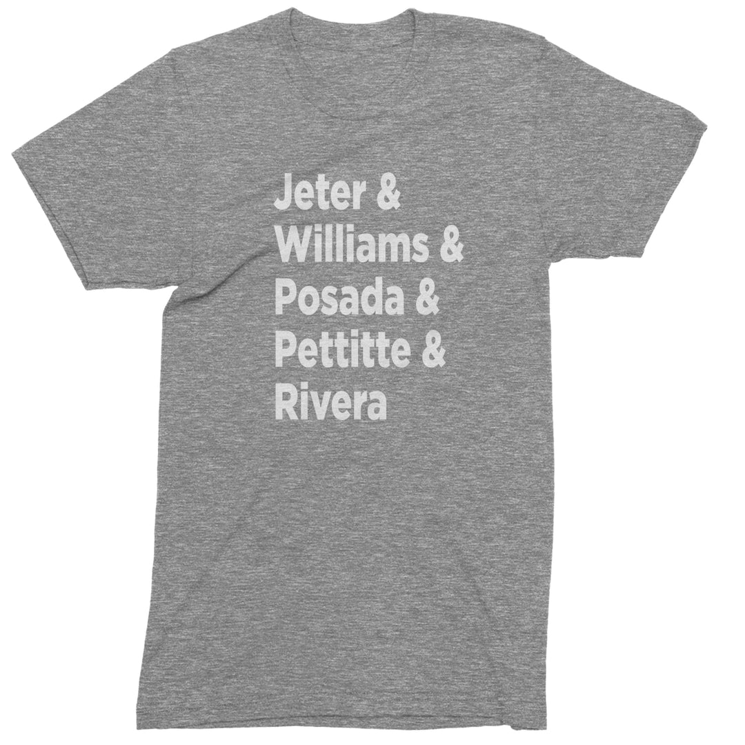 Jeter & Williams & Posada & Pettitte & Rivera Mens T-shirt Heather Grey