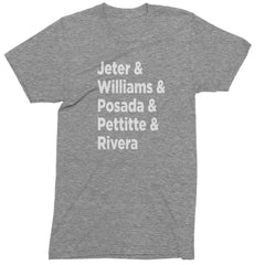 Jeter & Williams & Posada & Pettitte & Rivera Mens T-shirt Heather Grey