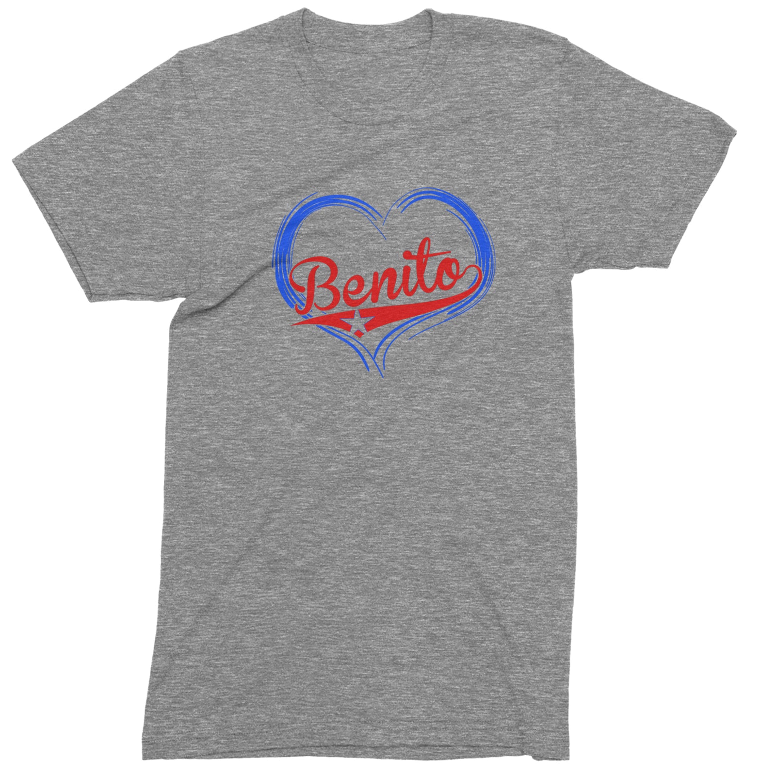 Benito Heart Puerto Rico Mens T-shirt Heather Grey