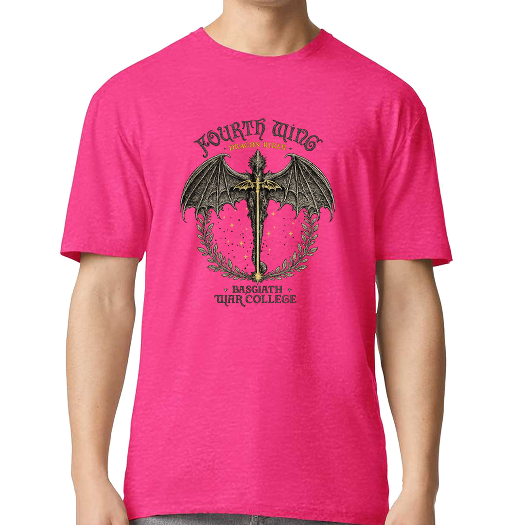 Fourth Wing Dragon Rider Vintage Basgiath War College Mens T-shirt Hot Pink