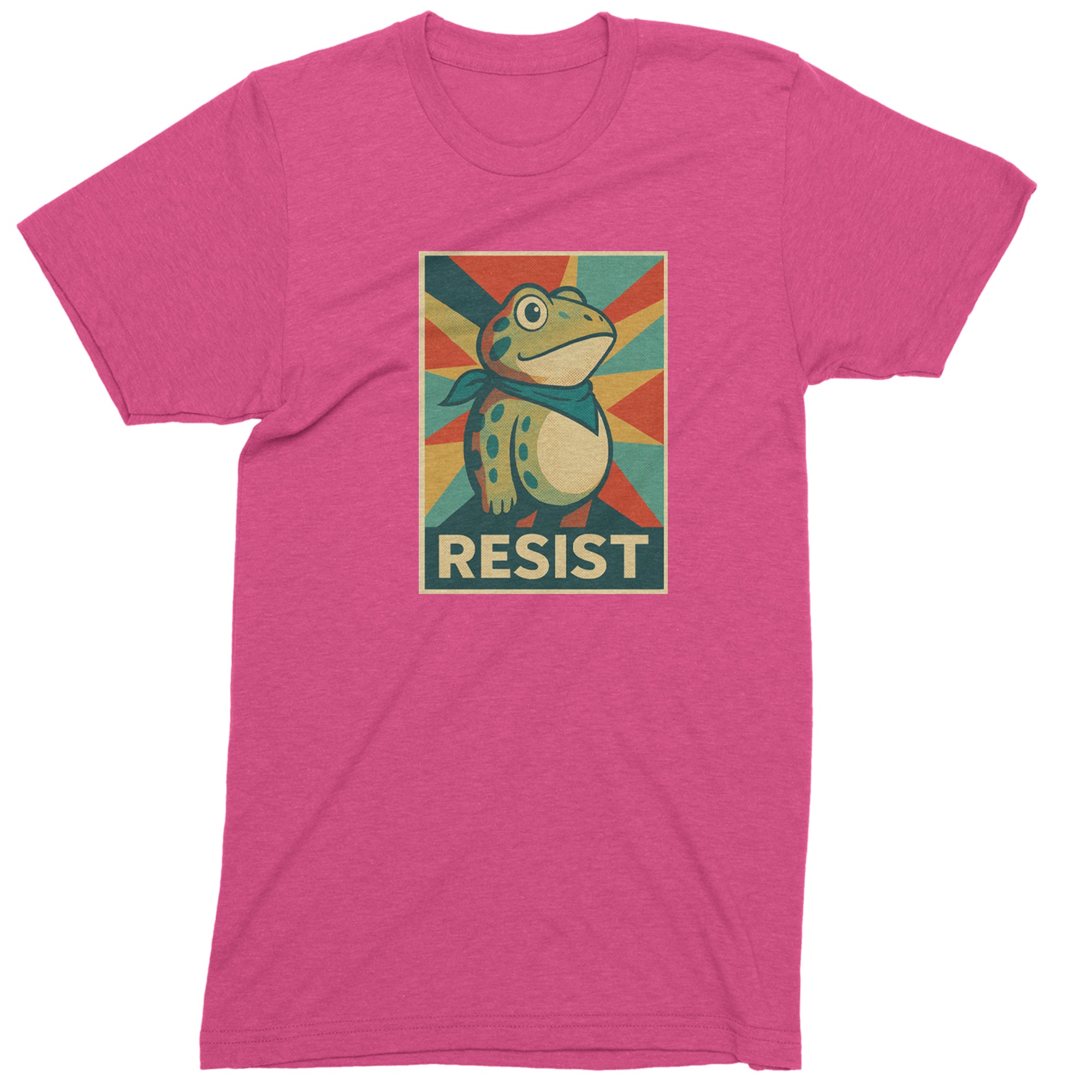 Resist Portland Protest Frog Mens T-shirt Hot Pink