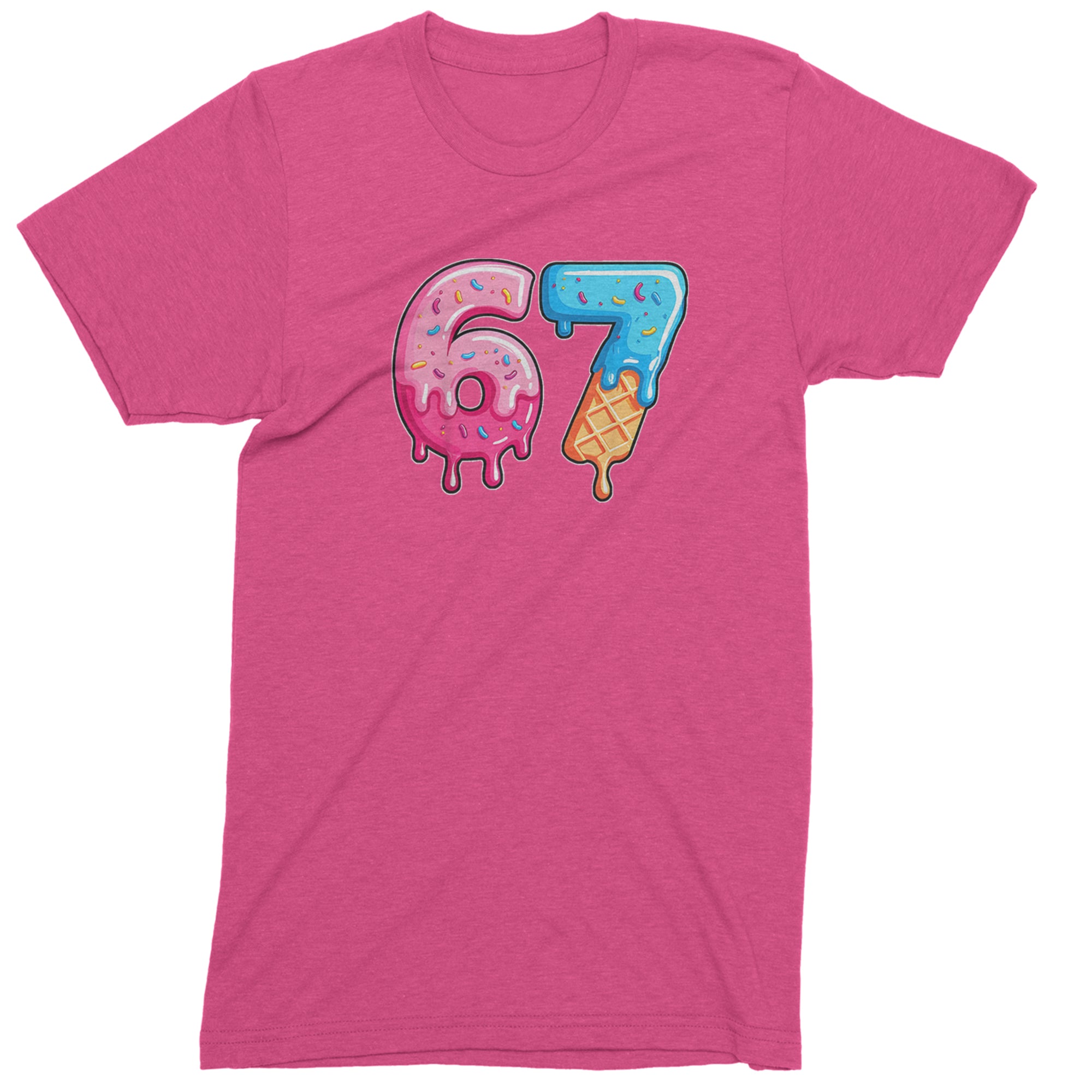 67 Dripping Ice Cream Donut Melt Mens T-shirt Hot Pink