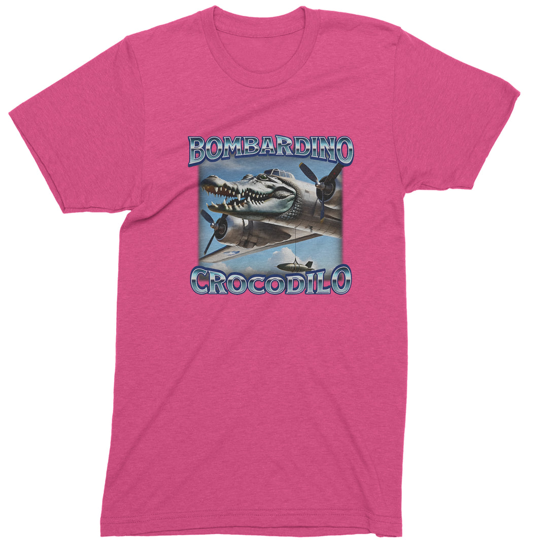 Bombardino Crocodilo Brainrot Men's T-shirt Hot Pink