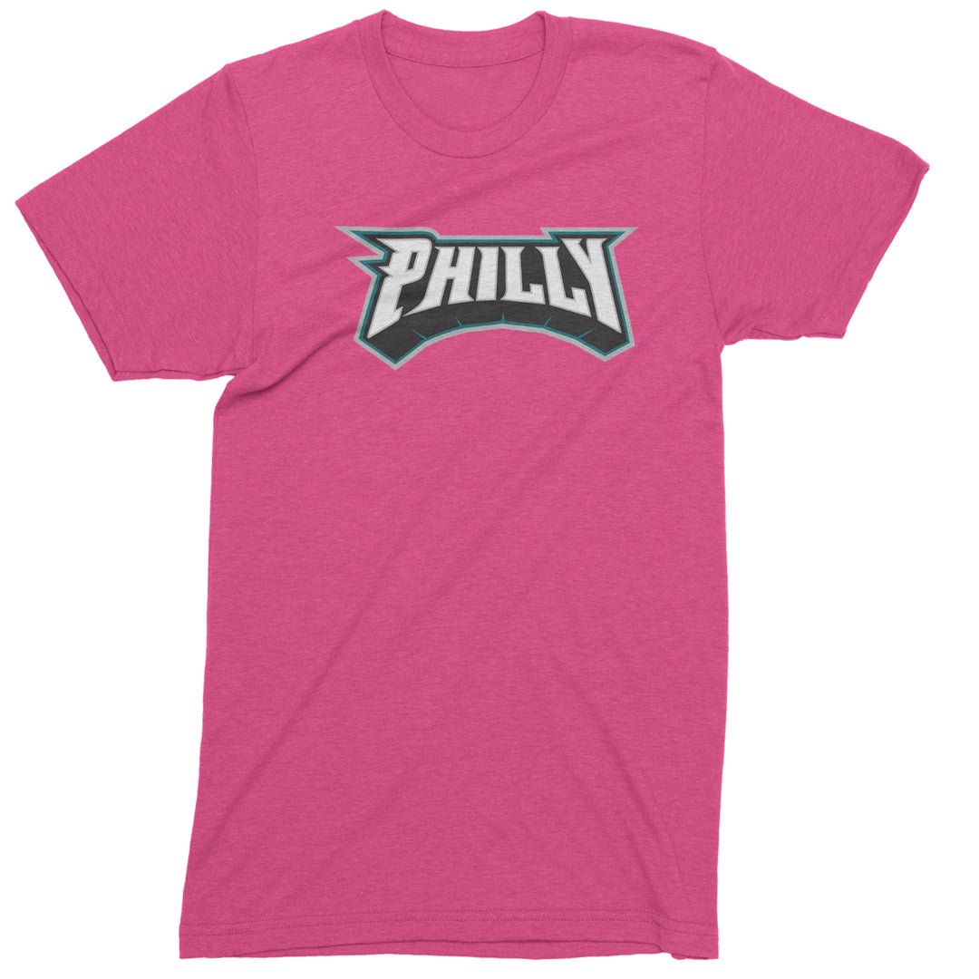 Philly Bold Block Throwback Mens T-shirt Hot Pink