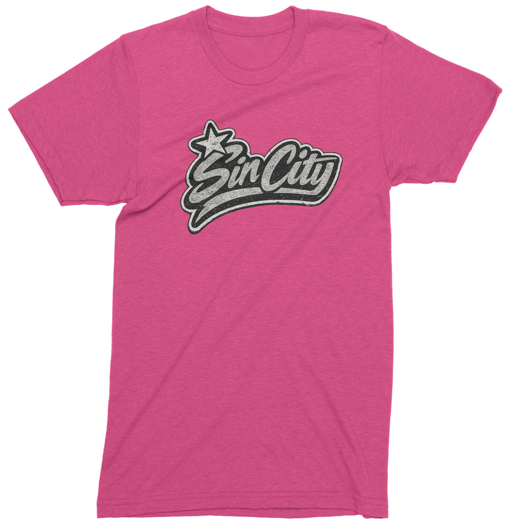 Sin City Vegas Retro Vintage Mens T-shirt Hot Pink