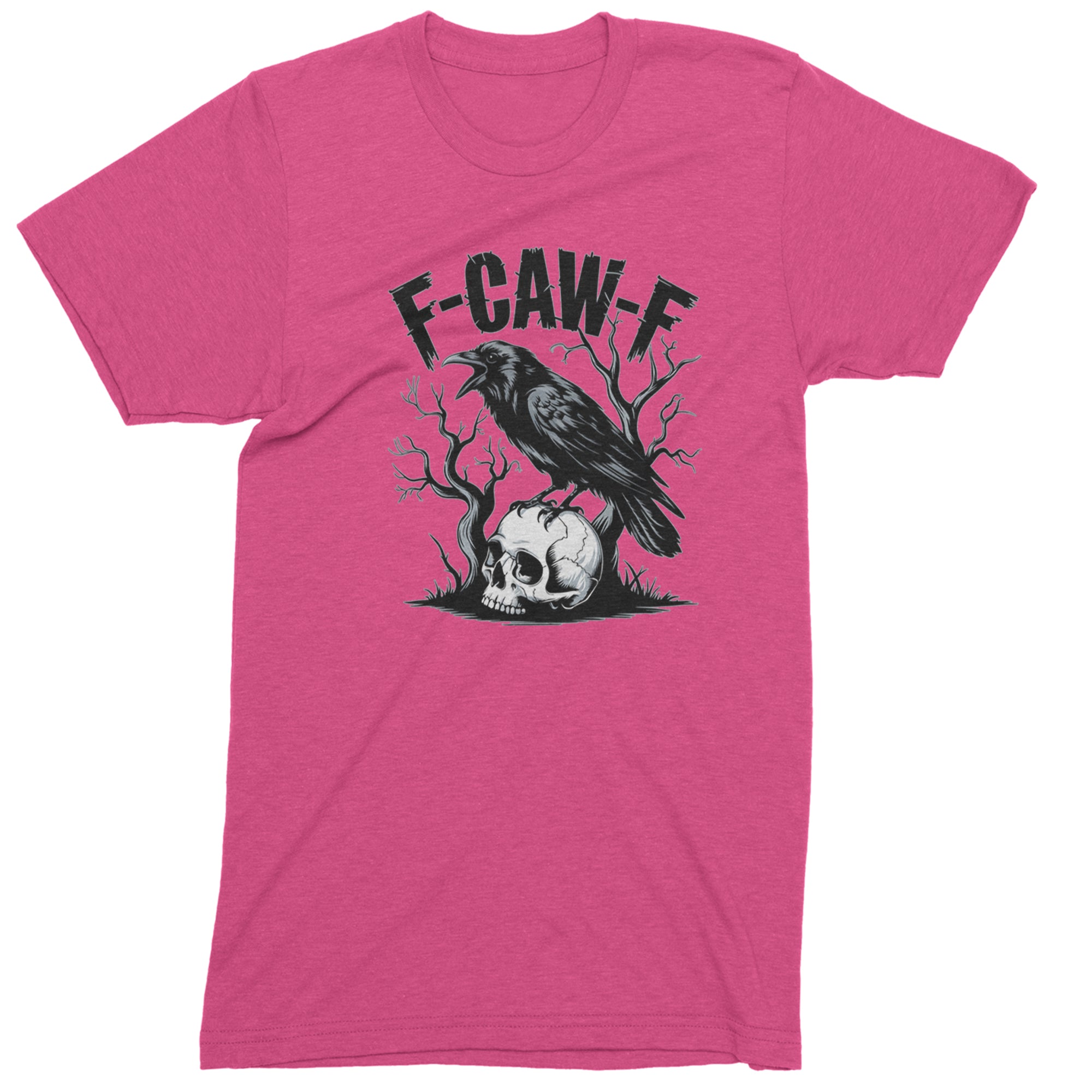 F-Caw-F Crow On Skull F-ck Off Gothic Men's T-shirt Hot Pink
