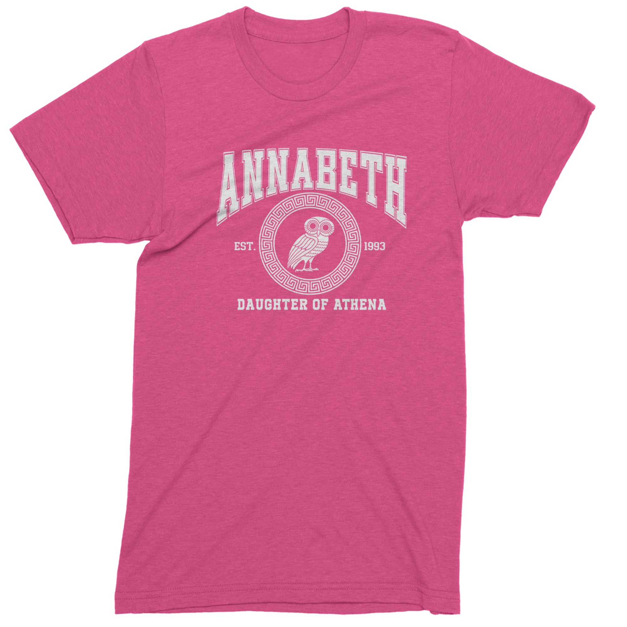 Annabeth Daughter of Athena Owl Wisdom Mens T-shirt Hot Pink
