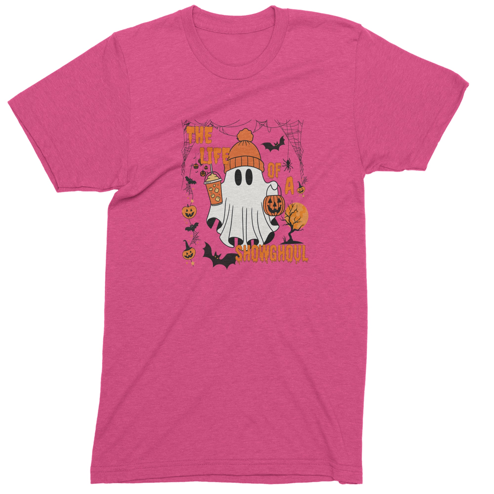 Life of a Showghoul Halloween Showgirl Vibes Mens T-shirt Hot Pink