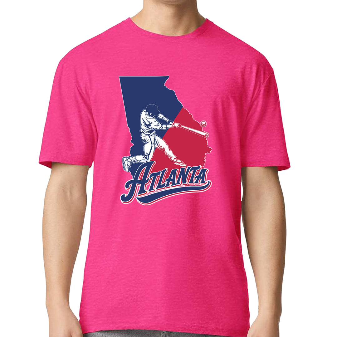 Atlanta Georgia Batter Up Mens T-shirt Hot Pink