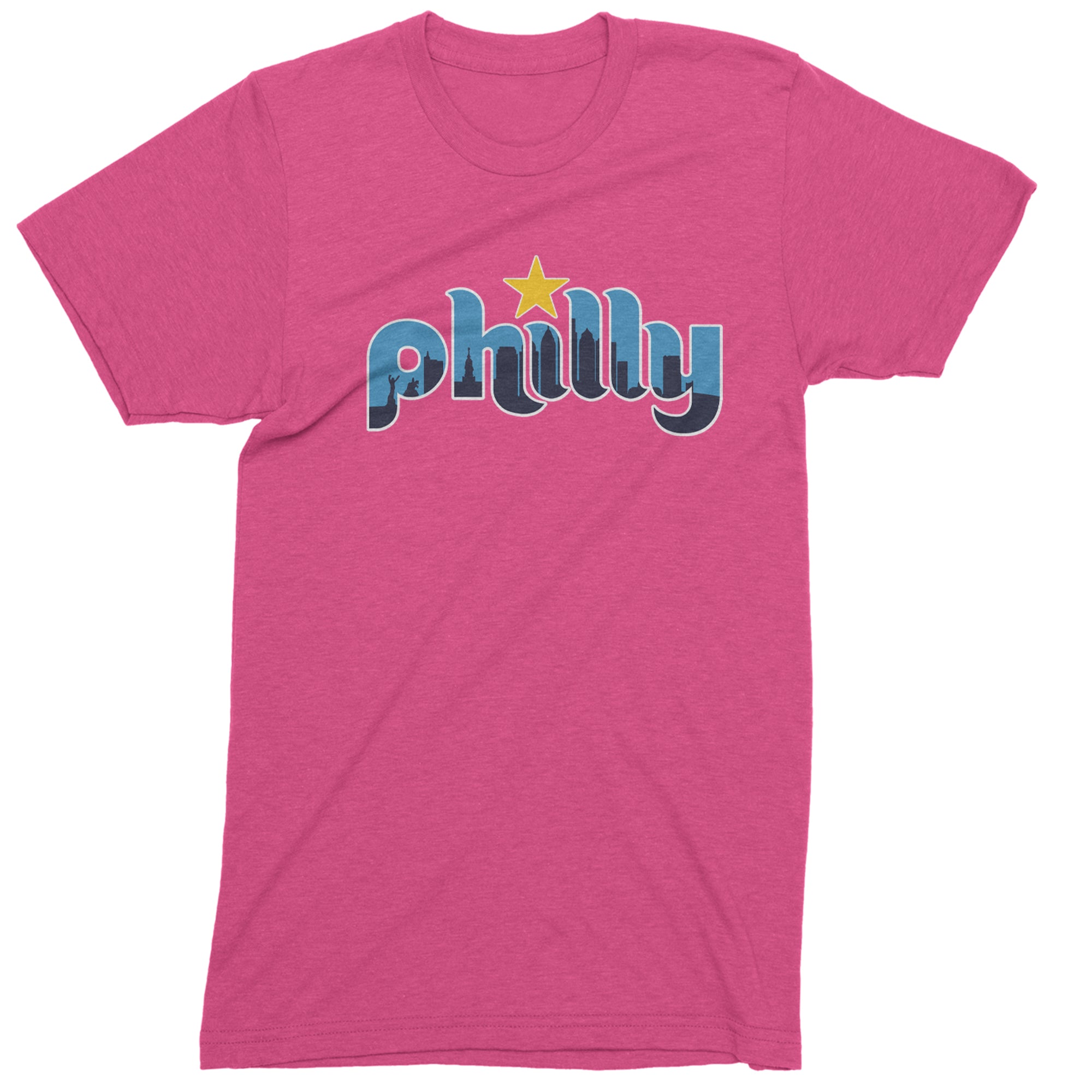 Skyline Philly Philadelphia Men's T-shirt Hot Pink