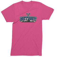 Detroit Motor City Retro Piston Mens T-shirt Hot Pink