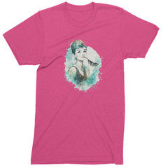Mrs. Herpburn Iconic Watercolors Mens T-shirt Hot Pink