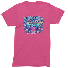 Six Seven 67 Retro Pixel Buddies Mens T-shirt Hot Pink