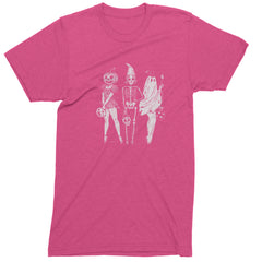 Vintage Spooky Squad Pinup Halloween Design Mens T-shirt Hot Pink