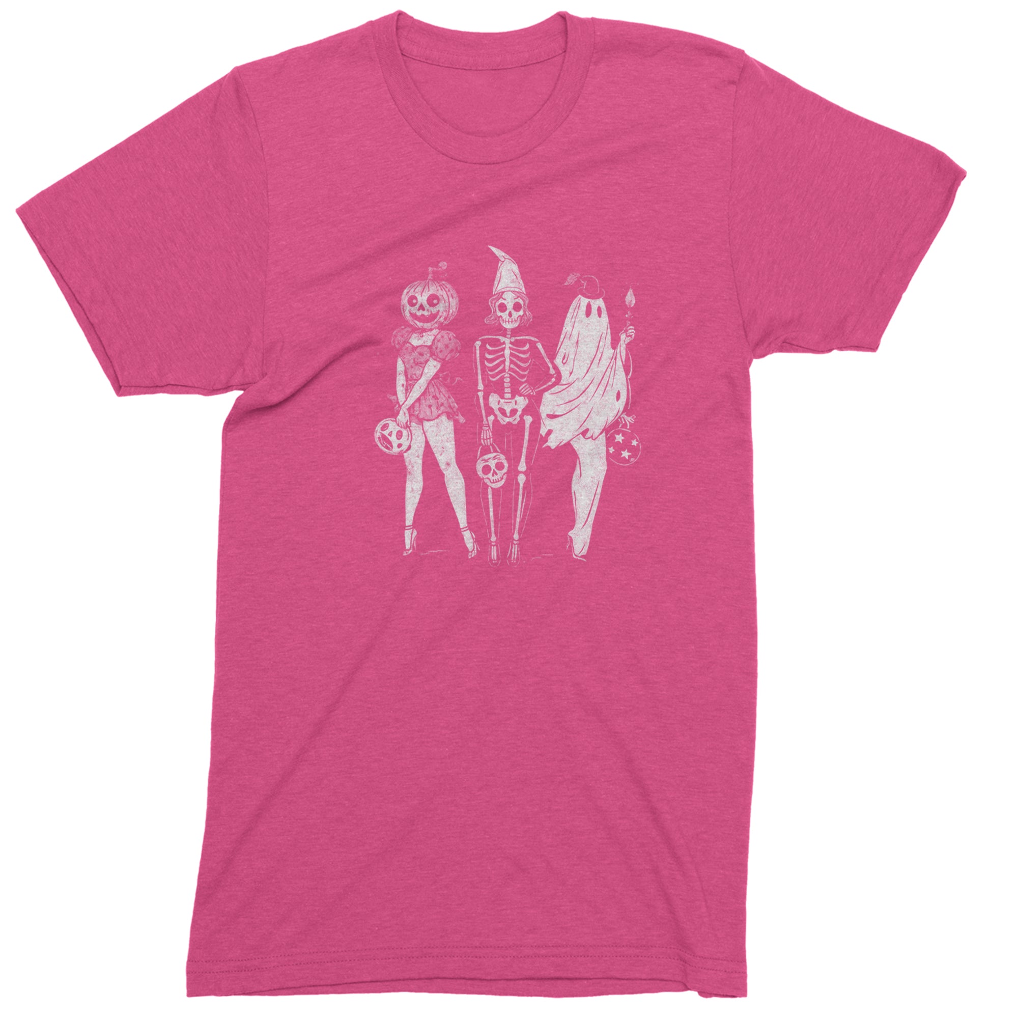 Vintage Spooky Squad Pinup Halloween Design Mens T-shirt Hot Pink