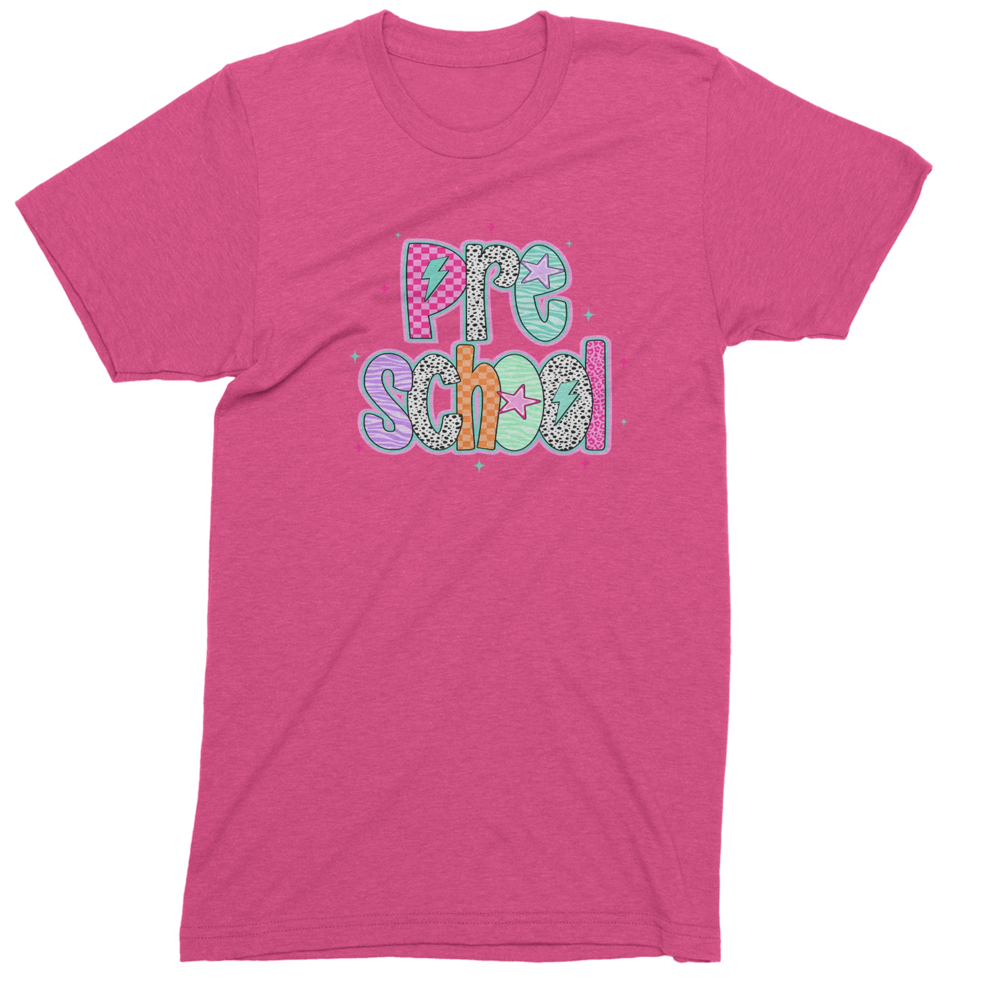 Preschool Power Colorful Back to School Men's T-shirt Hot Pink