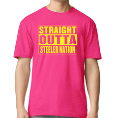 Straight Outta Steeler Nation Football  Mens T-shirt Hot Pink