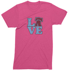 Love Philly Liberty Bell Mens T-shirt Hot Pink