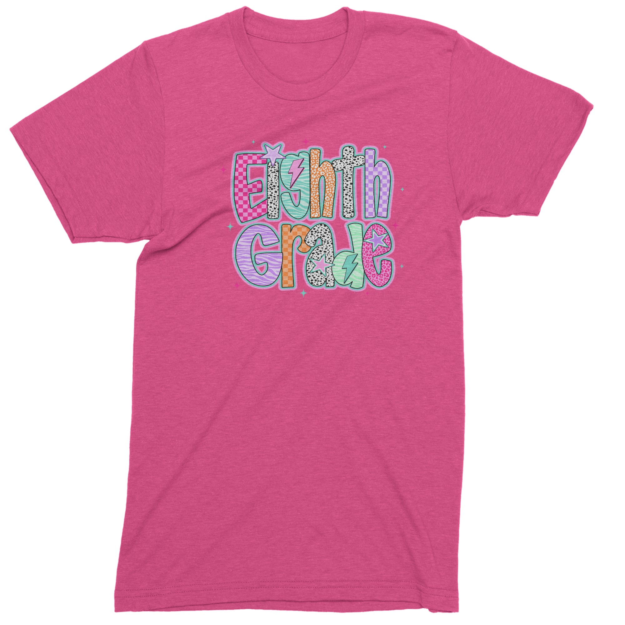 Eighth Grade Energy Colorful Back to School Men's T-shirt Hot Pink
