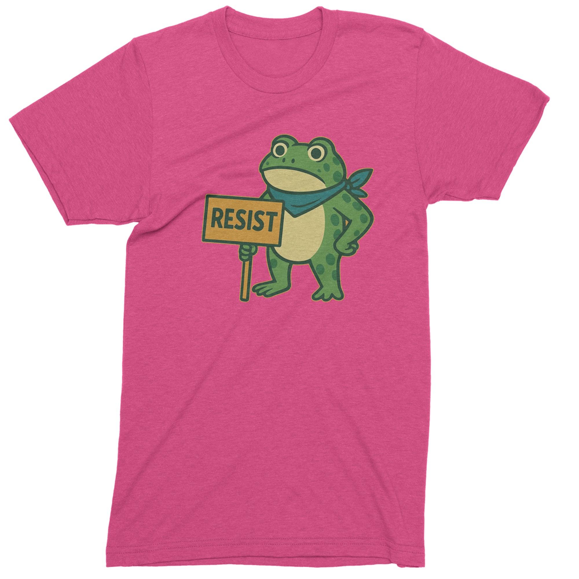 Sign Resist Meme Frog Protest Mens T-shirt Hot Pink