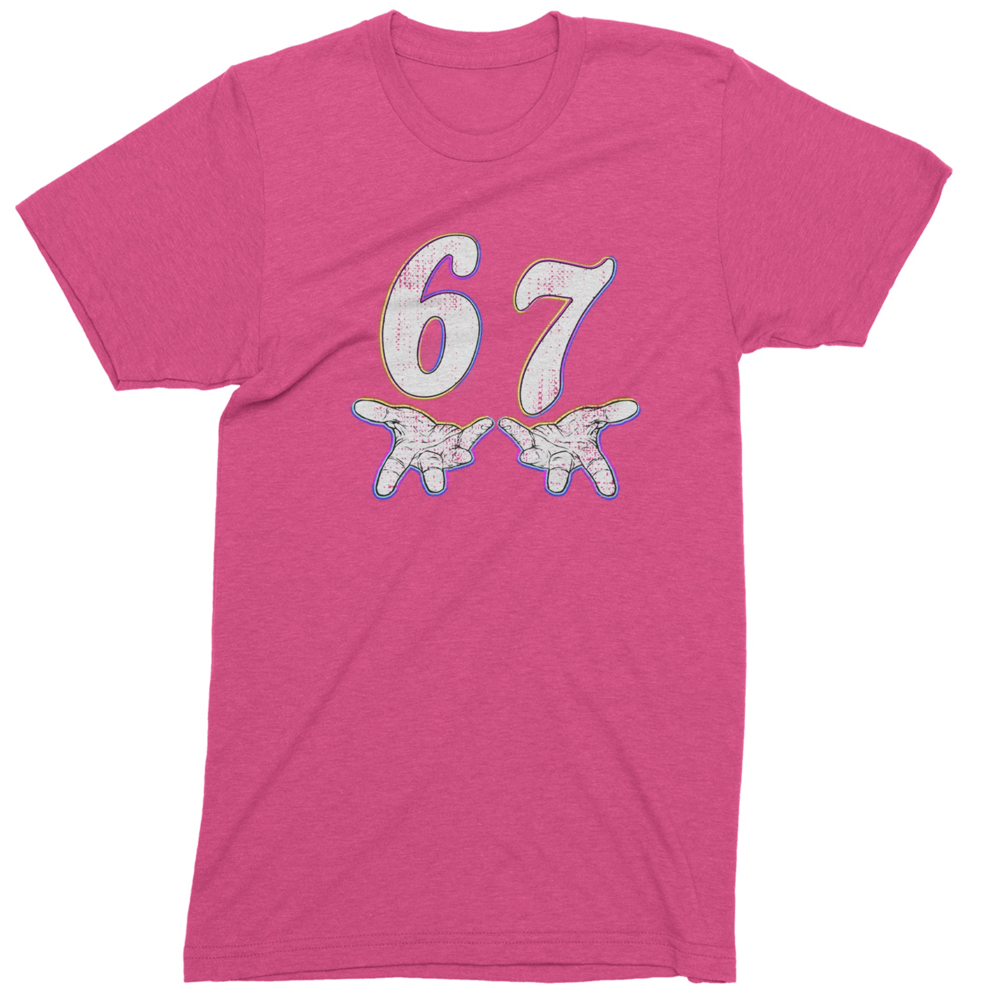 67 Hands Meme Viral Drill Mens T-shirt Hot Pink
