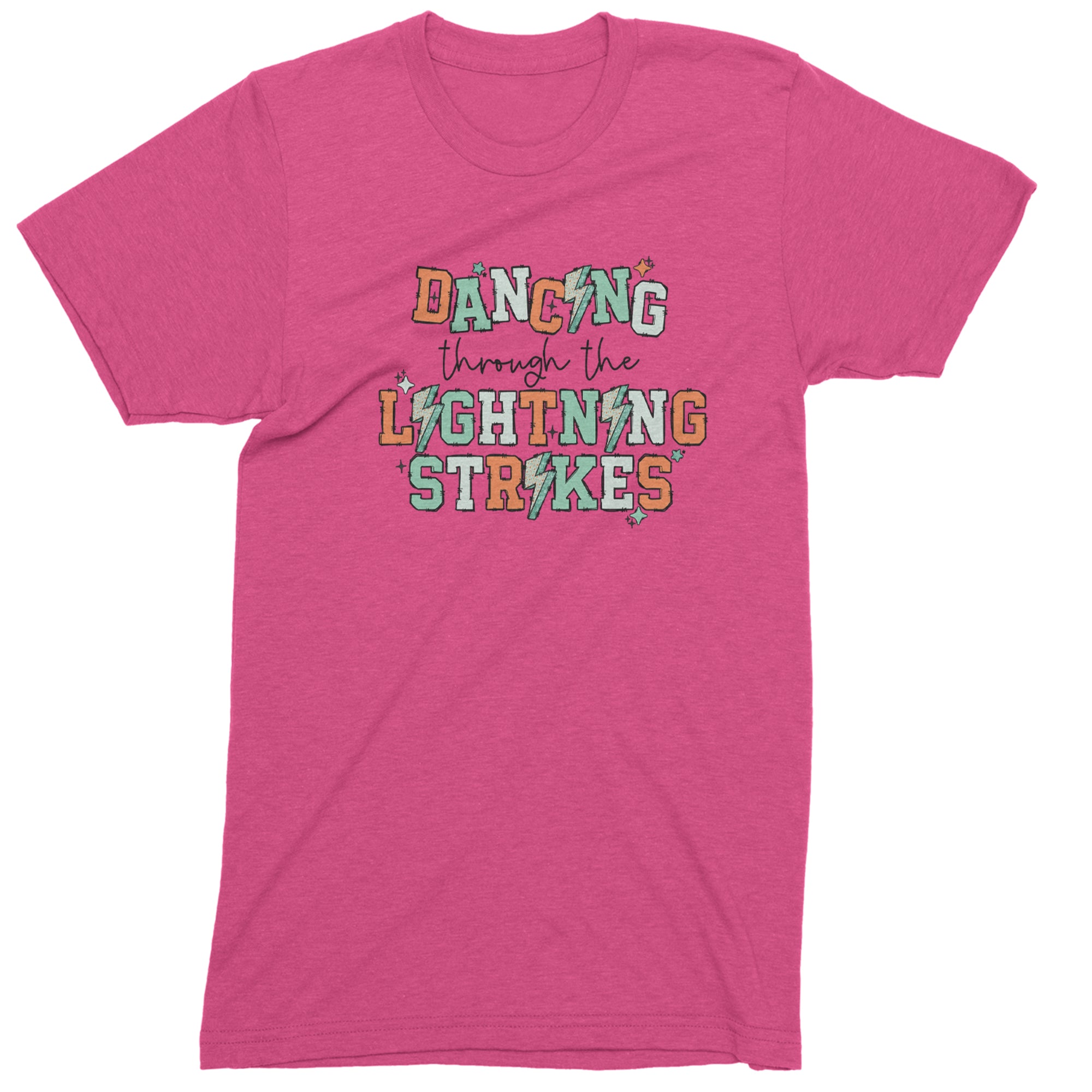 Dancing Through The Lightning Strikes Mens T-shirt Hot Pink