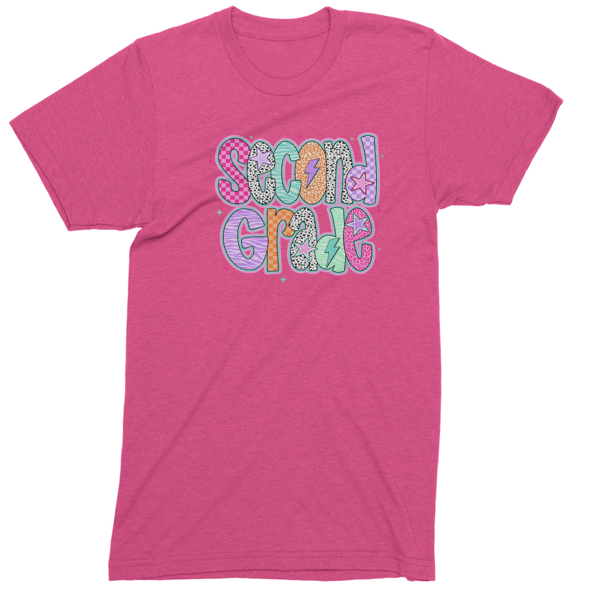 Second Grade Star Colorful Back to School Men's T-shirt Hot Pink