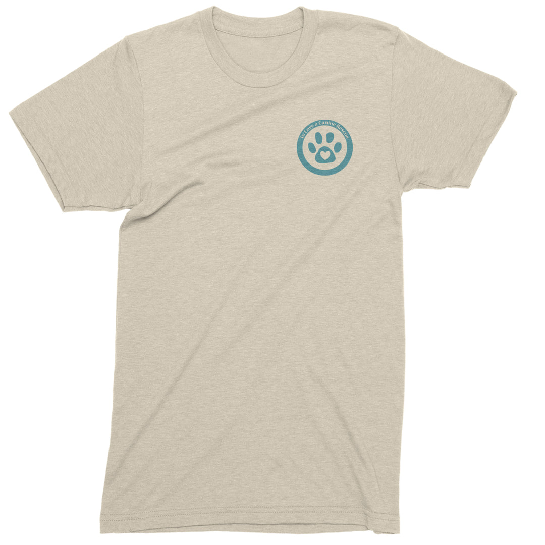 TLC To Love a Canine Dog Rescue Teal Mens T-shirt Ivory