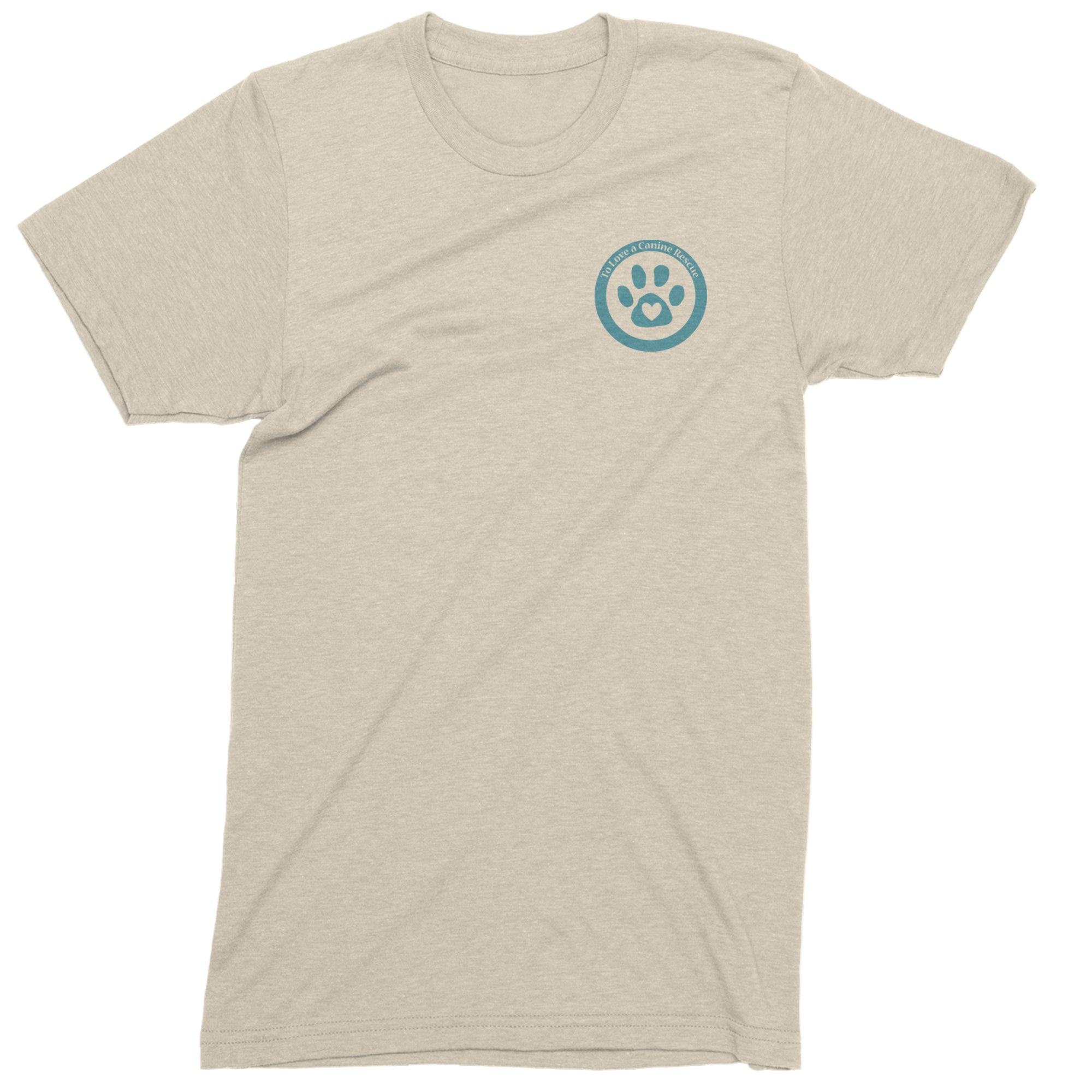 TLC To Love a Canine Dog Rescue Teal Mens T-shirt Ivory