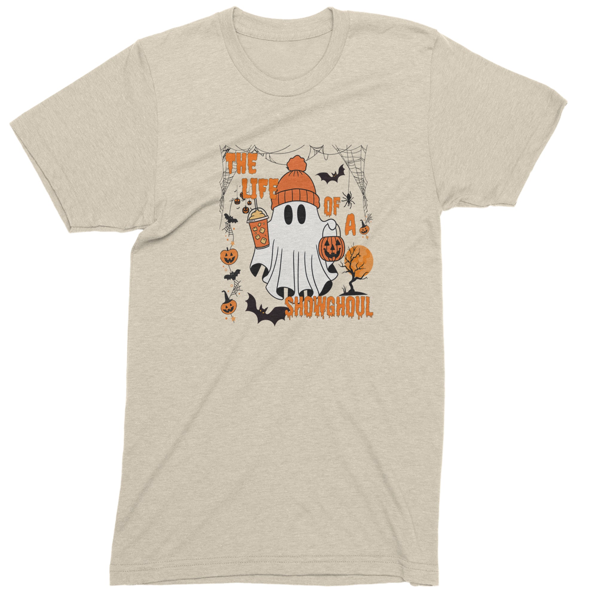 Life of a Showghoul Halloween Showgirl Vibes Mens T-shirt Ivory