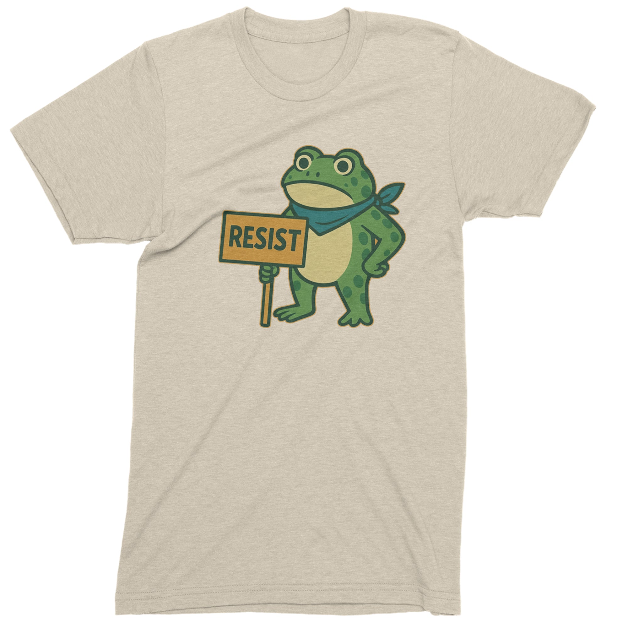 Sign Resist Meme Frog Protest Mens T-shirt Ivory