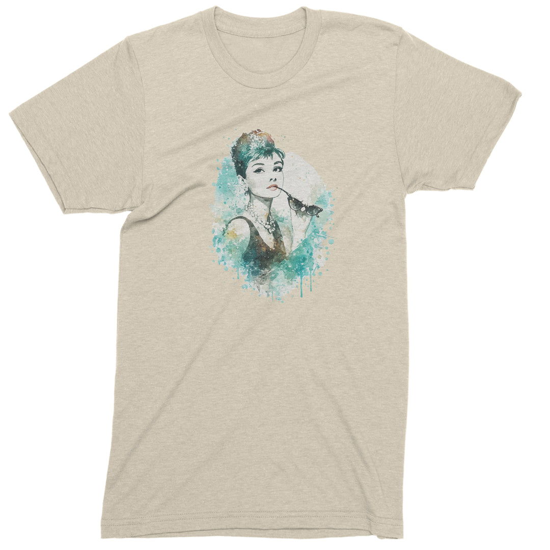 Mrs. Herpburn Iconic Watercolors Mens T-shirt Ivory