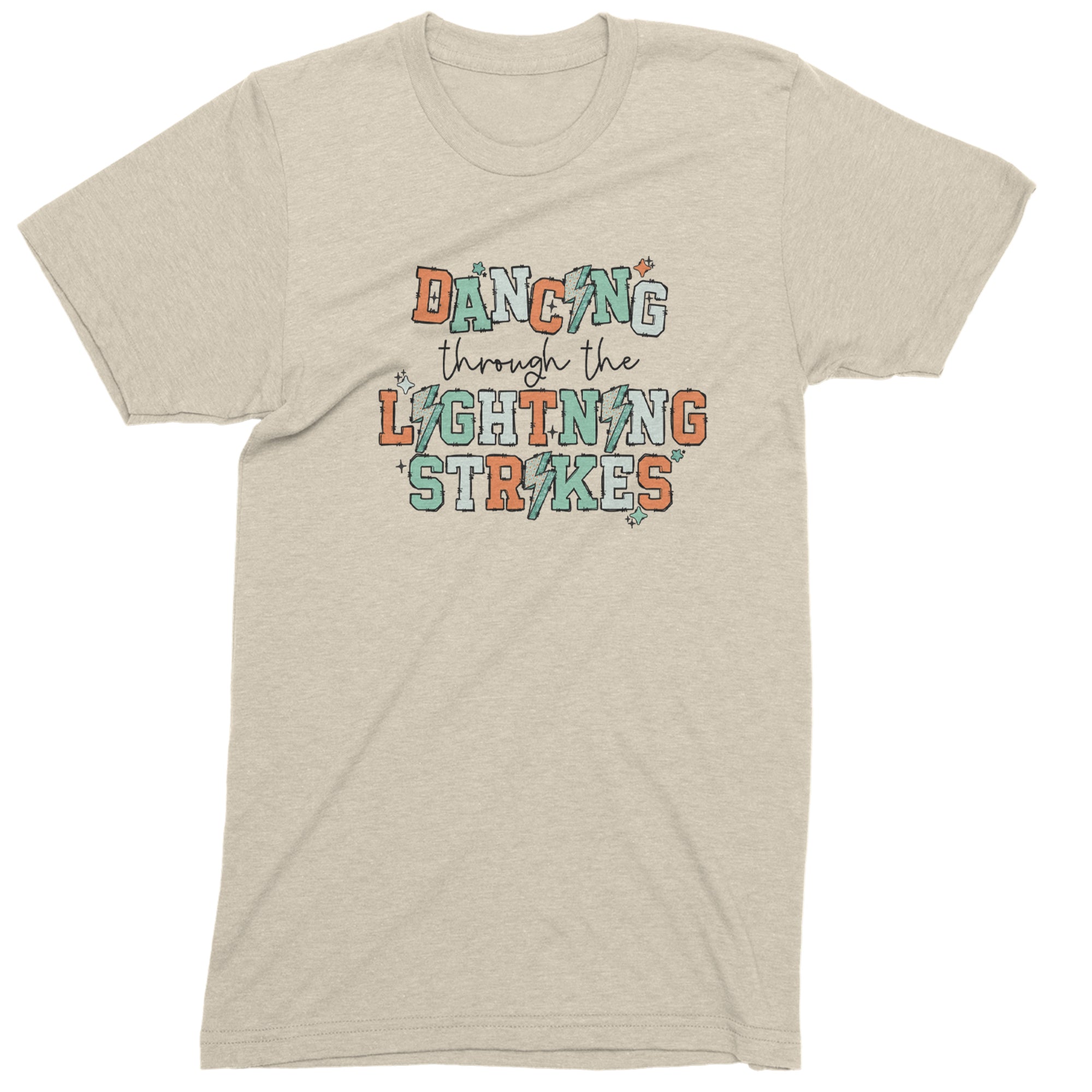 Dancing Through The Lightning Strikes Mens T-shirt Ivory
