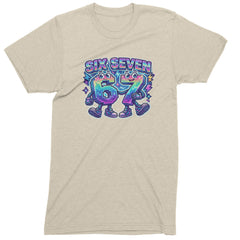Six Seven 67 Retro Pixel Buddies Mens T-shirt Ivory