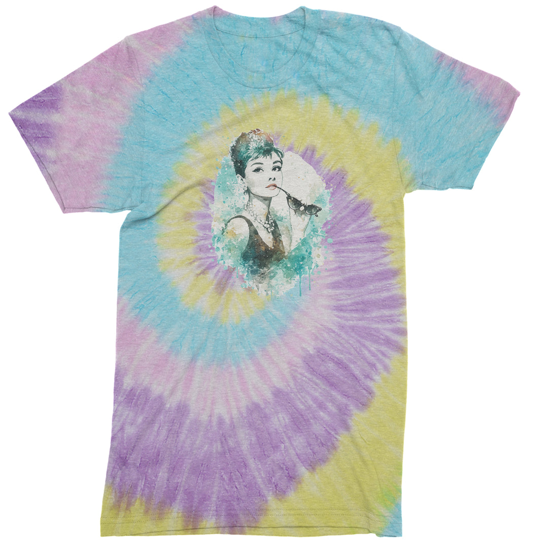 Mrs. Herpburn Iconic Watercolors Mens T-shirt Tie-Dye Jellybean