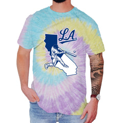 Los Angeles Baseball Batter Up Mens T-shirt Tie-Dye Jellybean