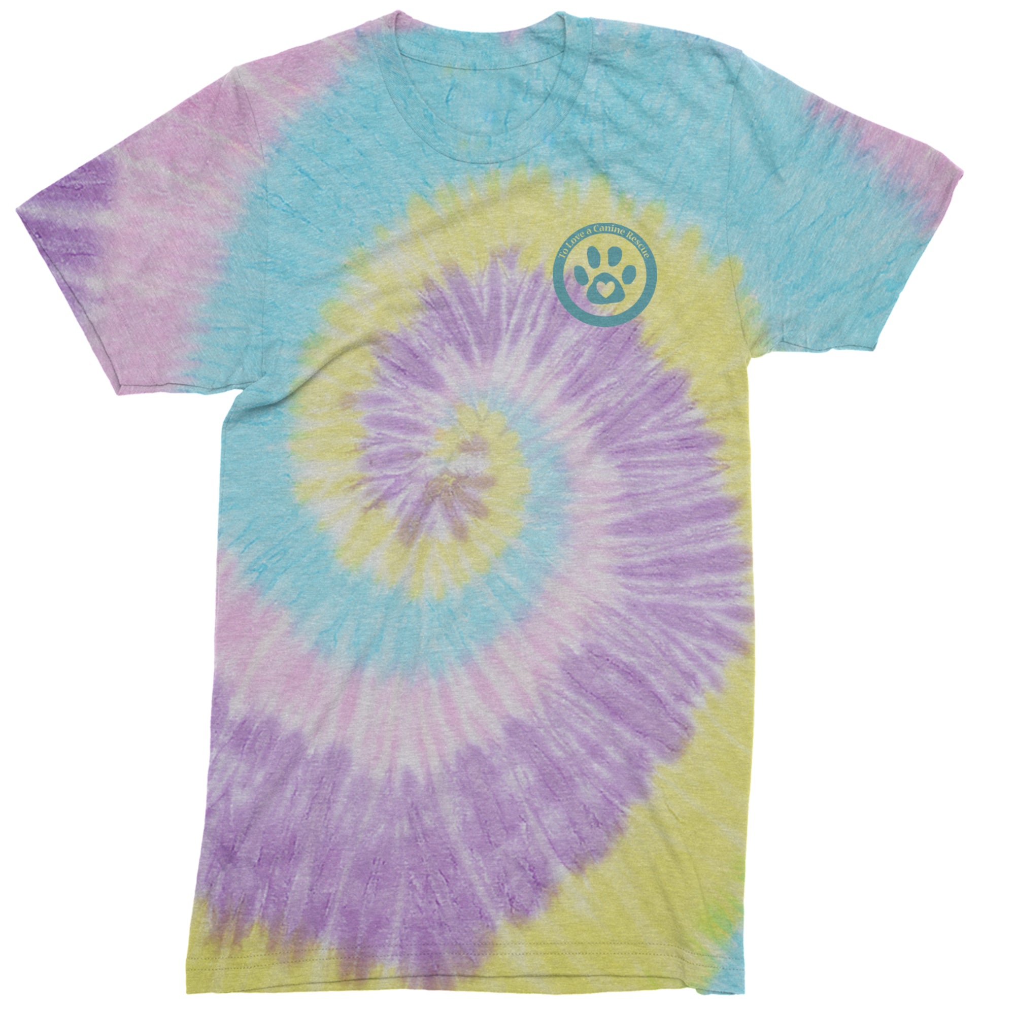 TLC To Love a Canine Dog Rescue Teal Mens T-shirt Tie-Dye Jellybean