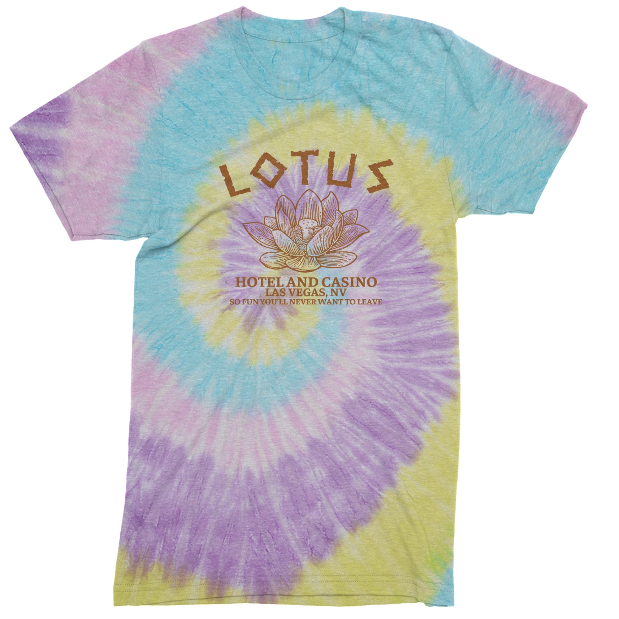 Lotus Hotel and Casino Mens T-shirt Tie-Dye Jellybean