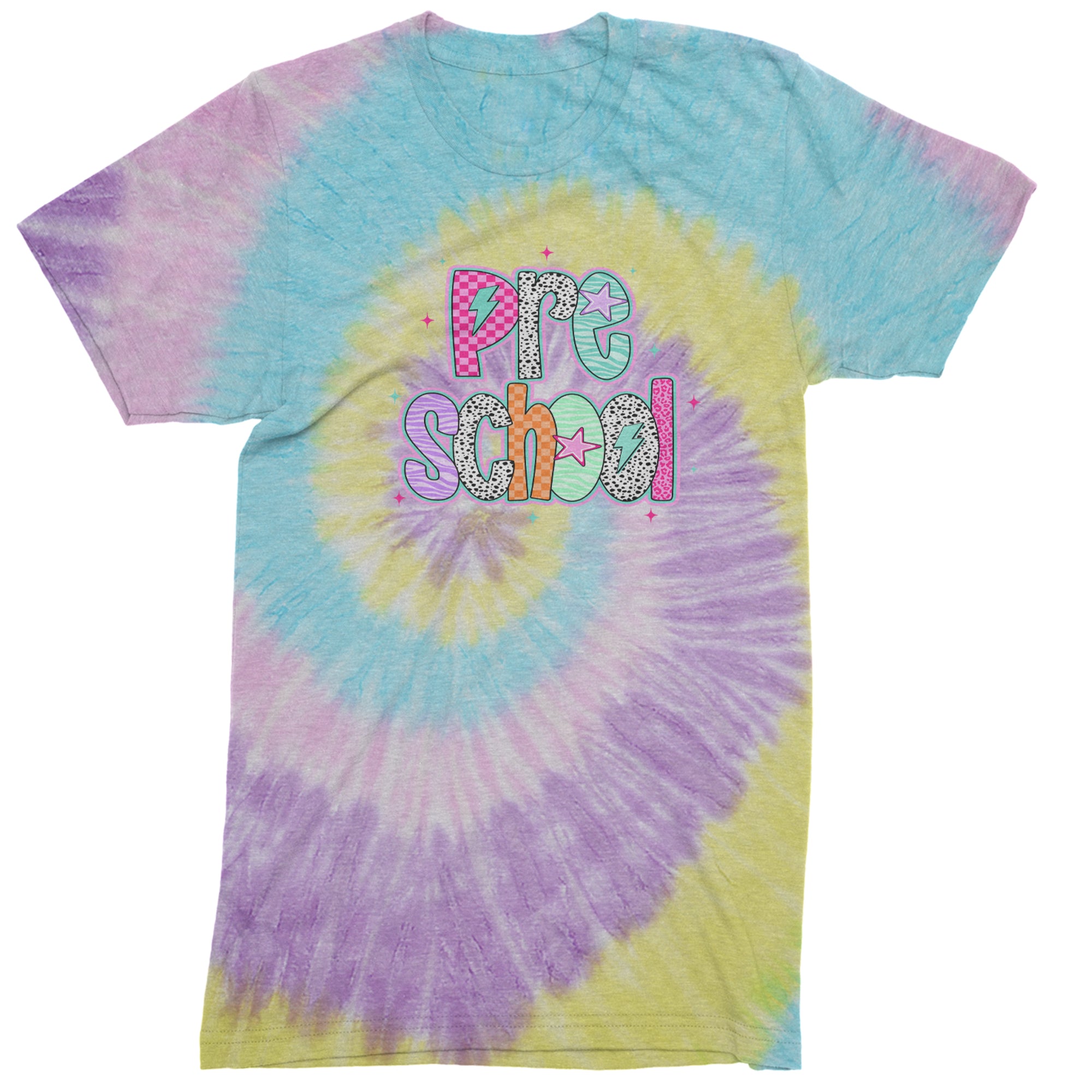 Preschool Power Colorful Back to School Men's T-shirt Tie-Dye Jellybean