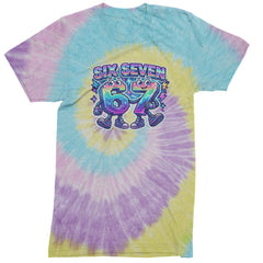 Six Seven 67 Retro Pixel Buddies Mens T-shirt Tie-Dye Jellybean