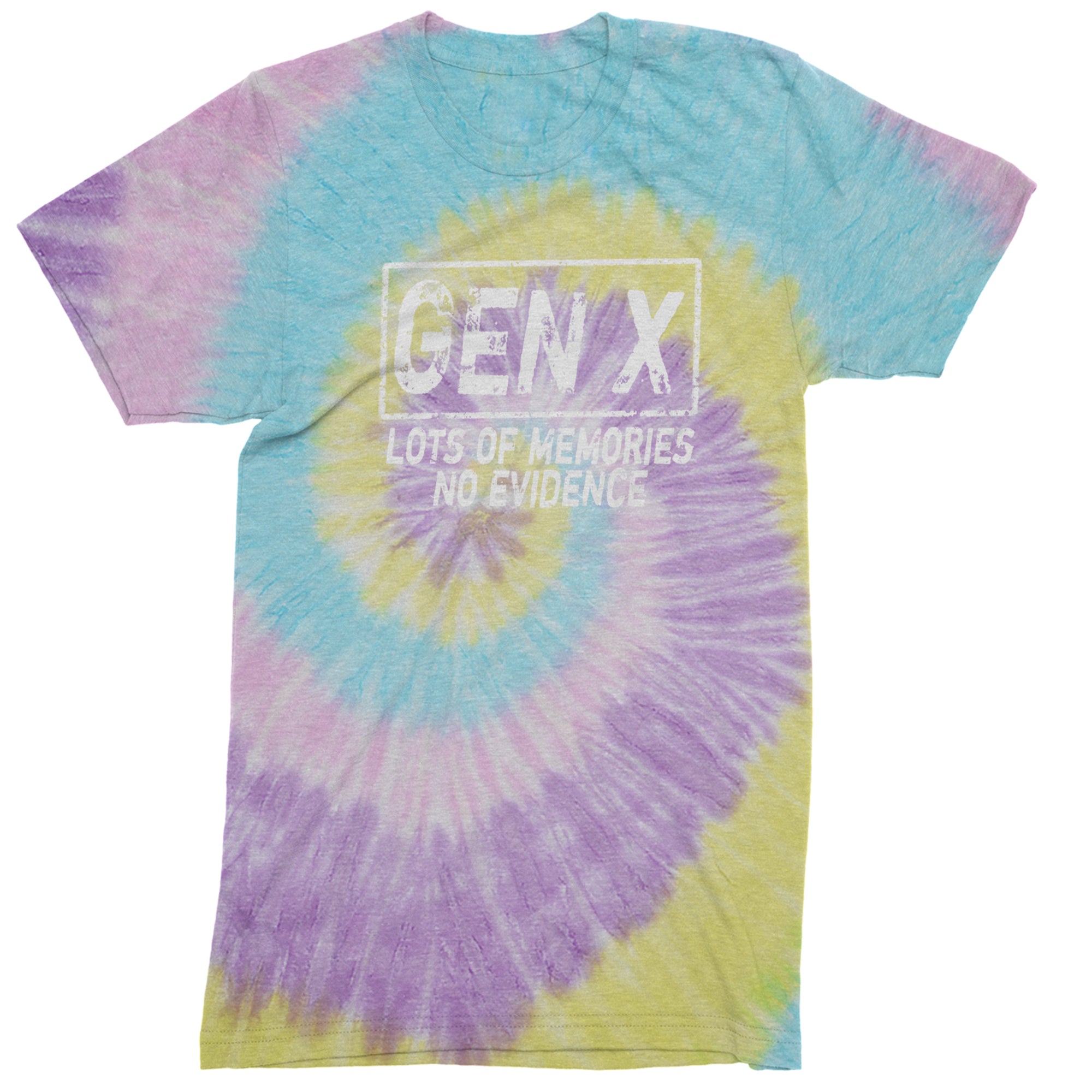 Gen X Lots of Memories No Evidence Nostalgia Mens T-shirt Tie-Dye Jellybean