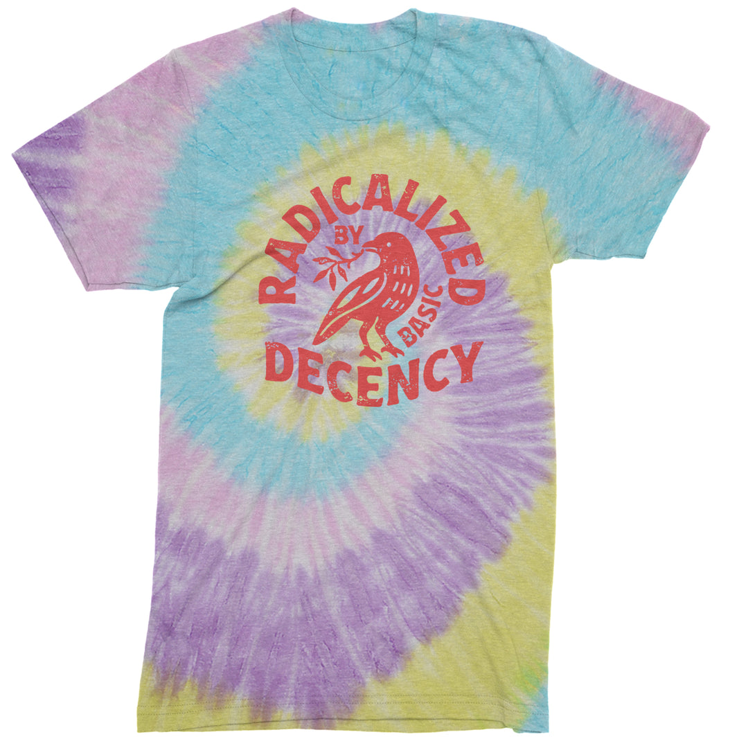 Radicalized by Basic Decency Dove Protest Statement Mens T-shirt Tie-Dye Jellybean