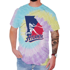 Atlanta Georgia Batter Up Mens T-shirt Tie-Dye Jellybean