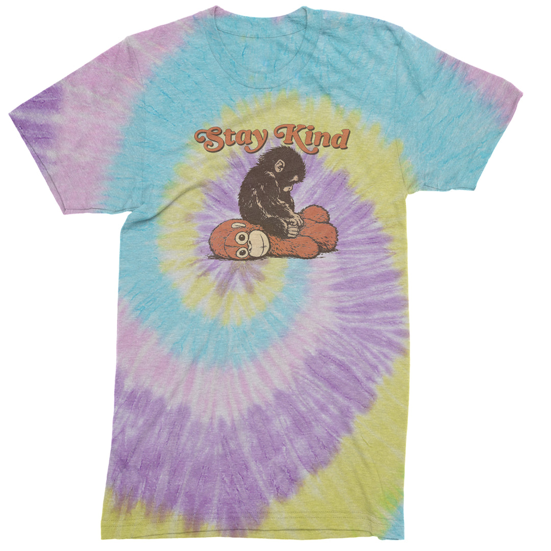 Punch Stay Kind Macaque Mens T-shirt Tie-Dye Jellybean