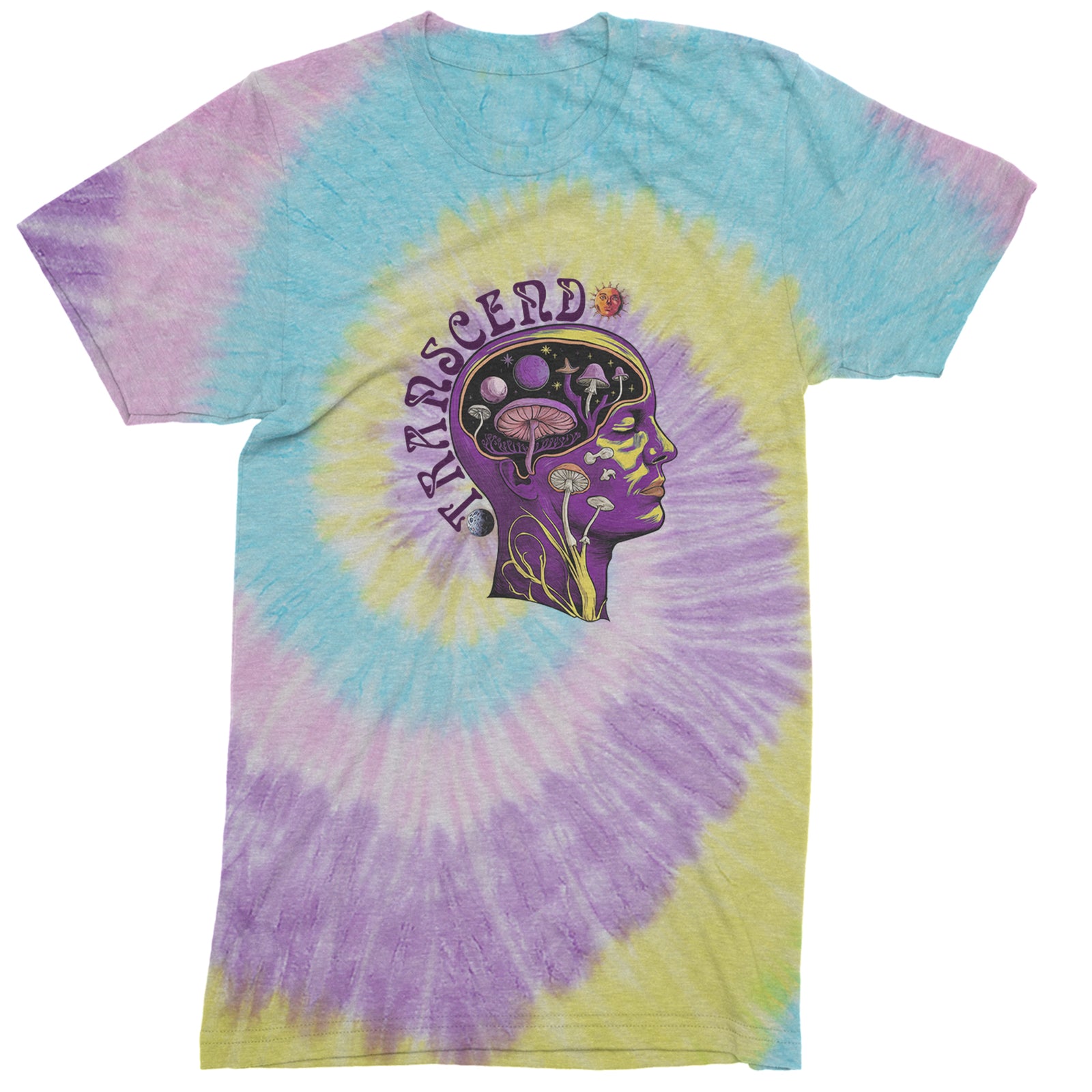 Psychedelic Cosmic Mushroom Head Men's T-shirt Tie-Dye Jellybean