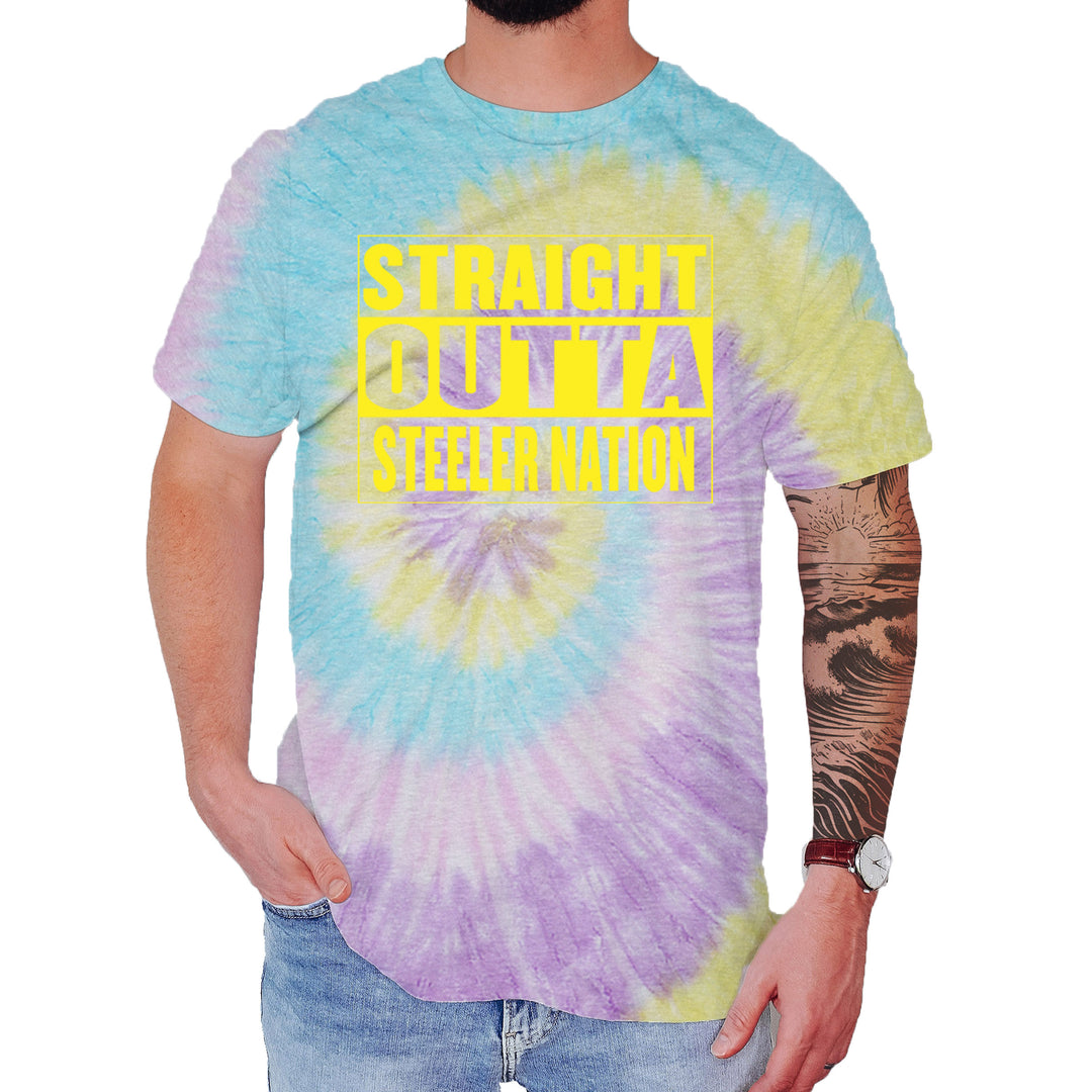 Straight Outta Steeler Nation Football  Mens T-shirt Tie-Dye Jellybean