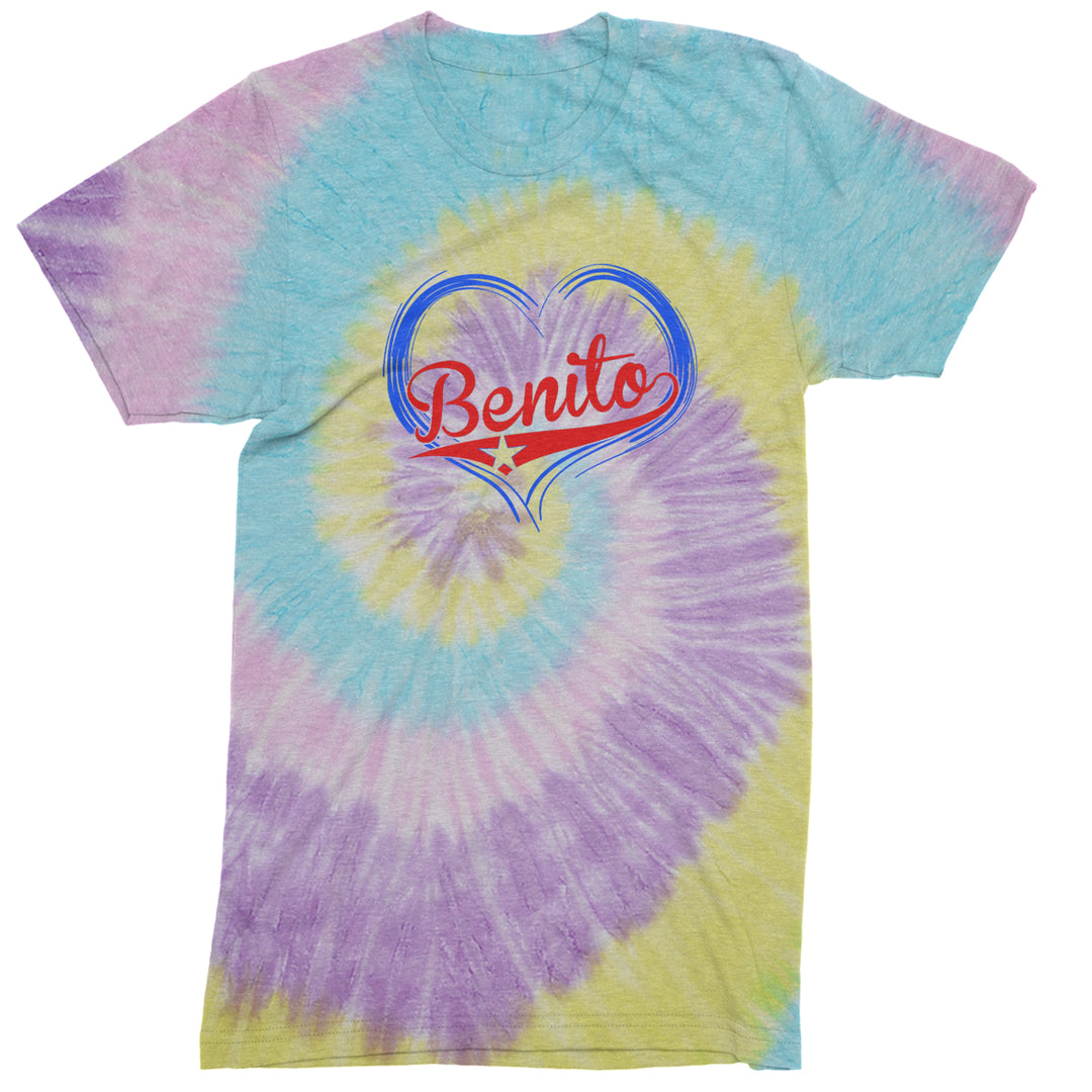Benito Heart Puerto Rico Mens T-shirt Tie-Dye Jellybean